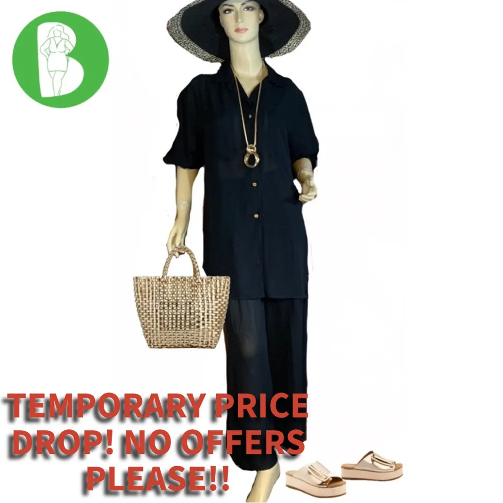 VINTAGE 1990'S TOTONKO SHEER BLACK PANT SET (L) - Image 3