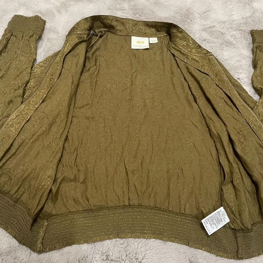 Maeve by Anthropologie Women's M Silky Bomber Jacket Modern Chic Trendy Layering - Image 6