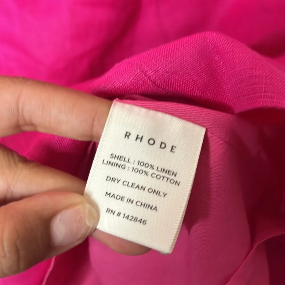 RHODE Dali Linen Puff Sleeve Dress Pink. Size 10 Pink - Image 5