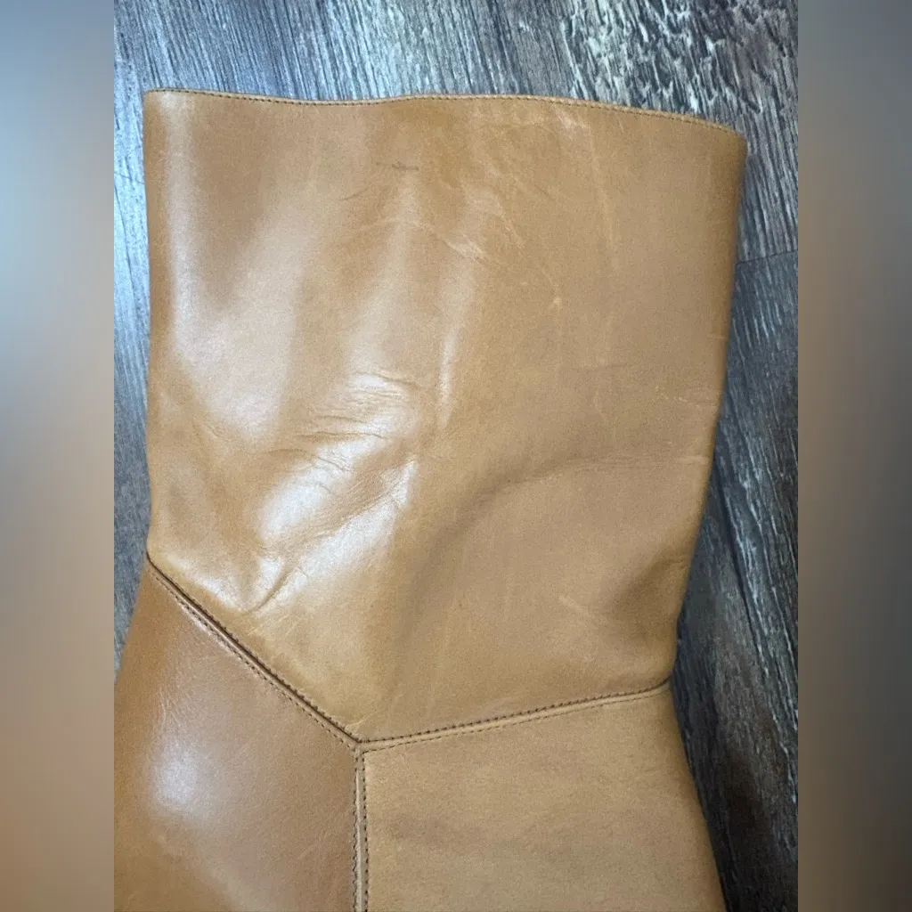 Woman’s Leather High Heeled Made in Spain Tan Boots Size 40 Classic Old Money - Image 4