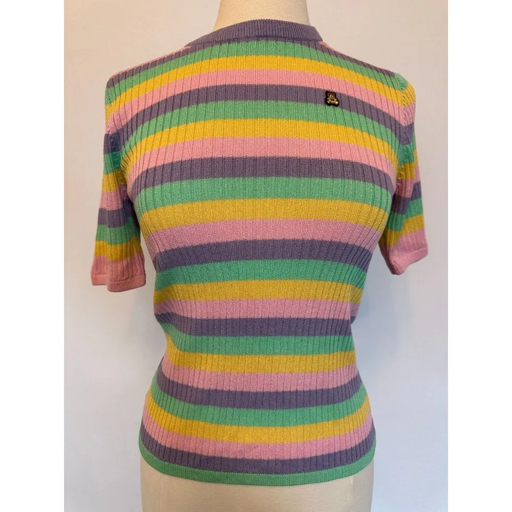 Teddy Fresh Pink Yellow Purple Stripes Size Medium - Image 4