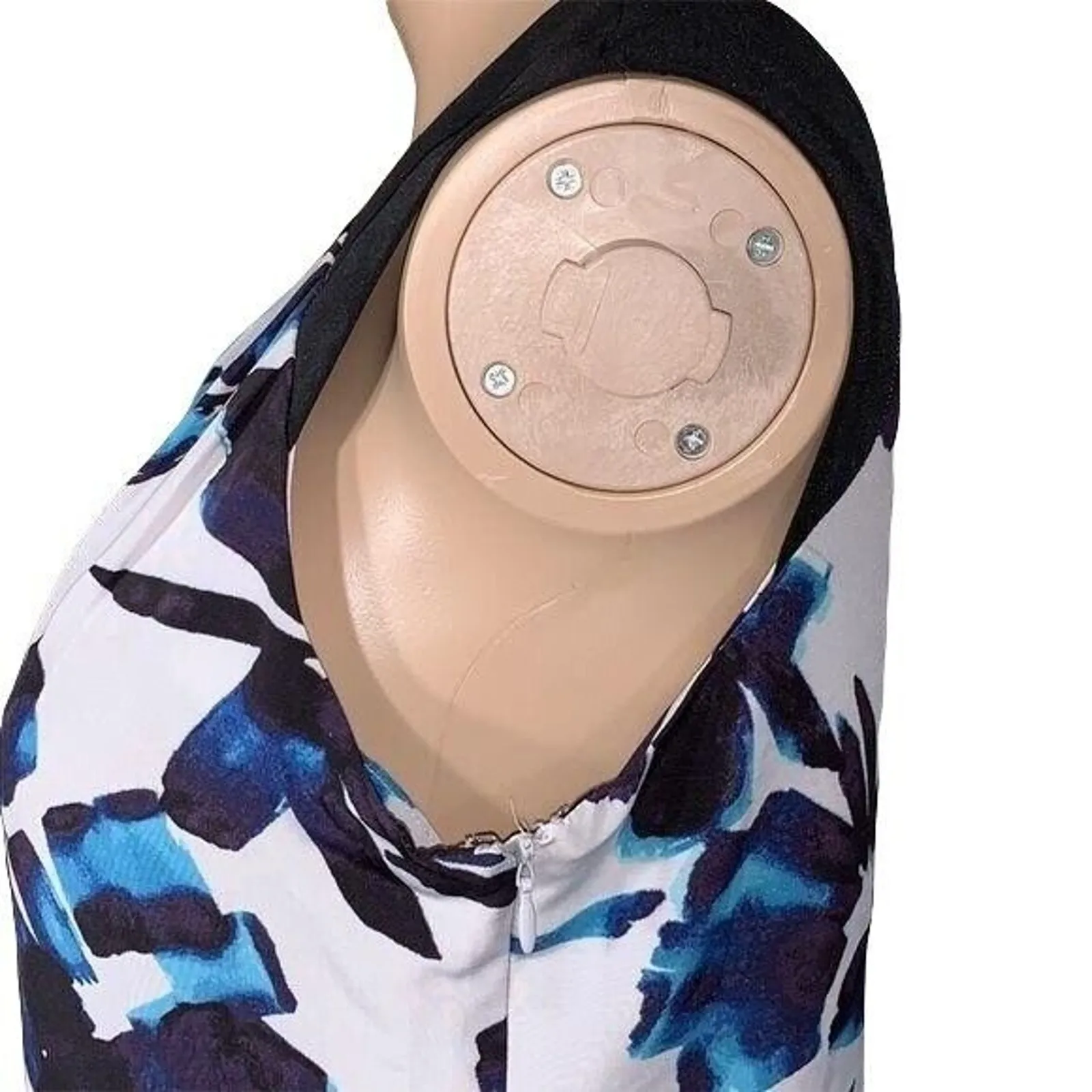 Simply Vera Vera Wang Womens Dress Silky Sleeveless Blue Black Floral Small - Image 4