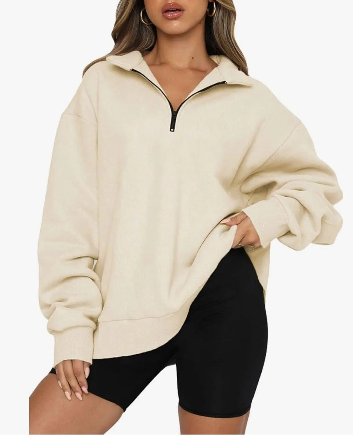 Oversized Sweatshirt Half Zip Size Medium Yellow - Image 1