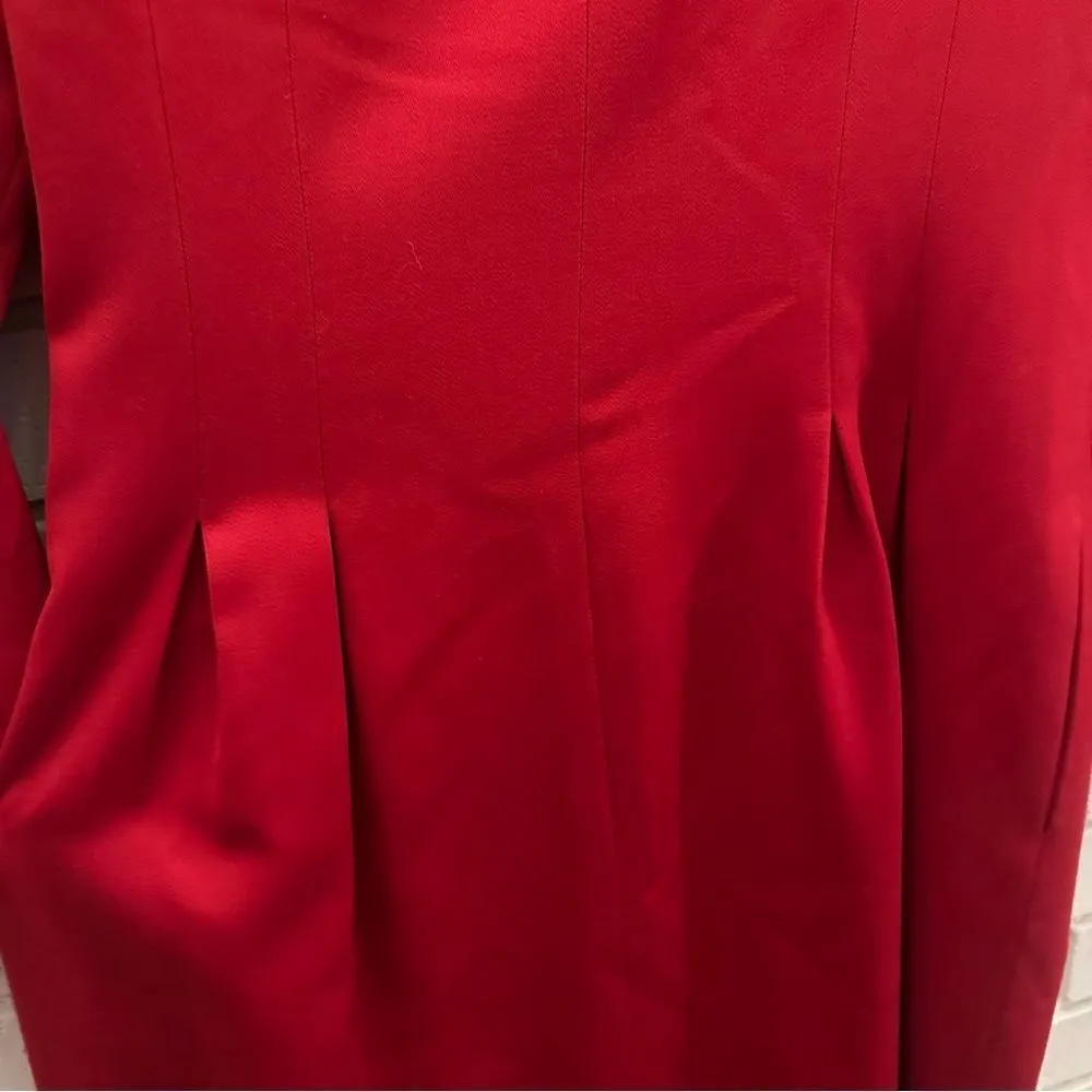 Albert Nipon Red 100% Wool Pea Coat Size 6 Red - Image 12