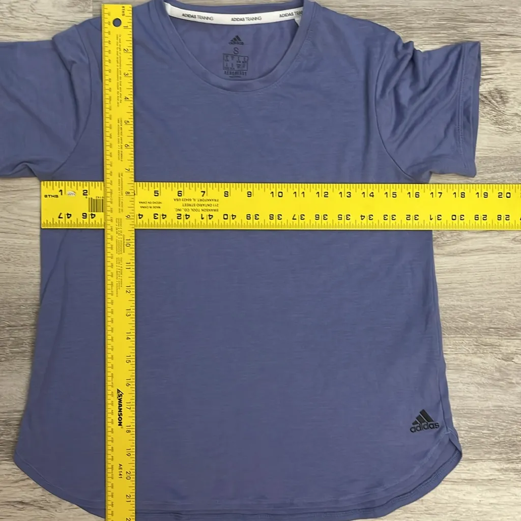 Adidas Purple Training Aeroready Short Sleeve Crew Neck Women's Tee Size Small - Image 12