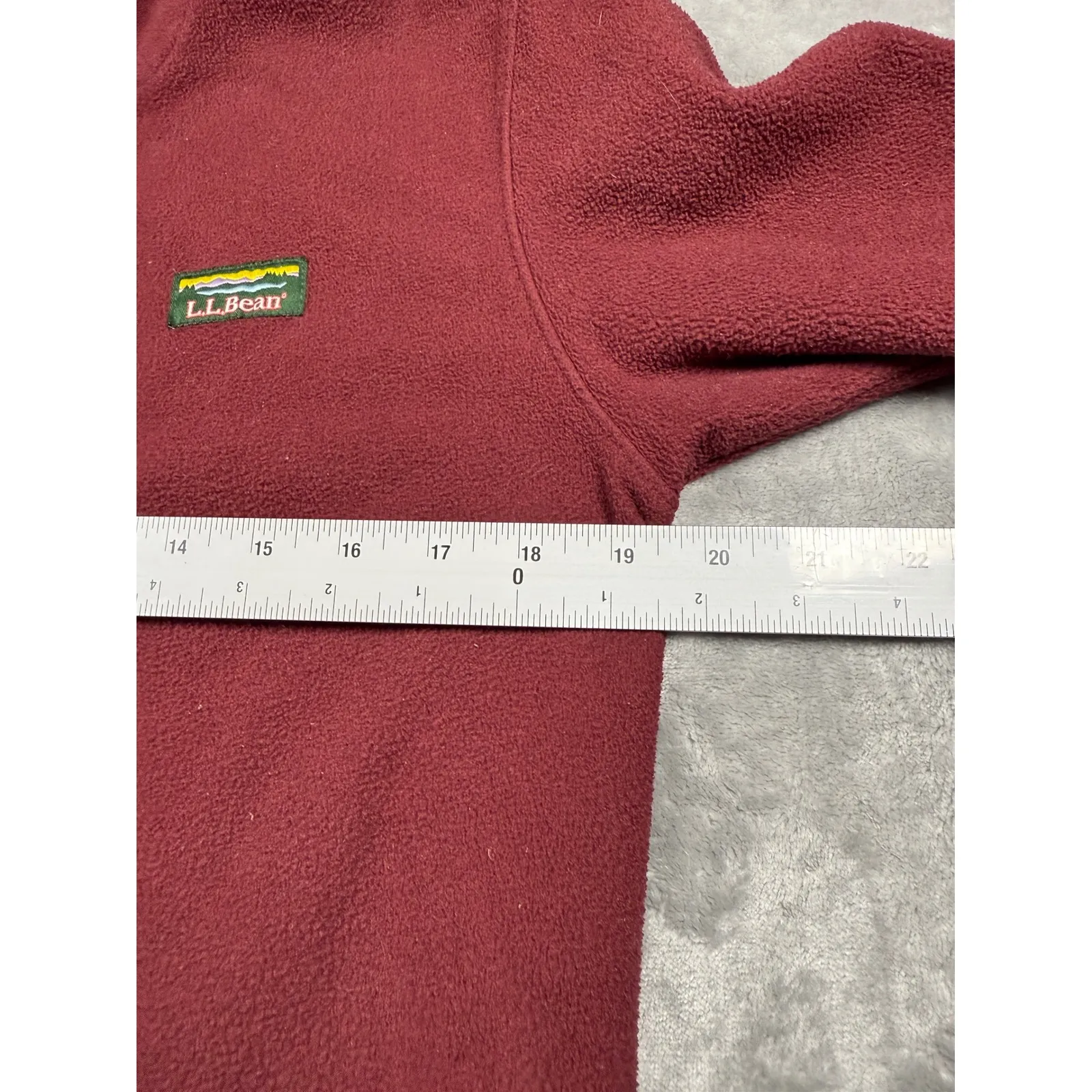 LL Bean Womens Fleece Pullover Hoodie Small‎ Red Aztec Trim 1/4 Snap - Image 9
