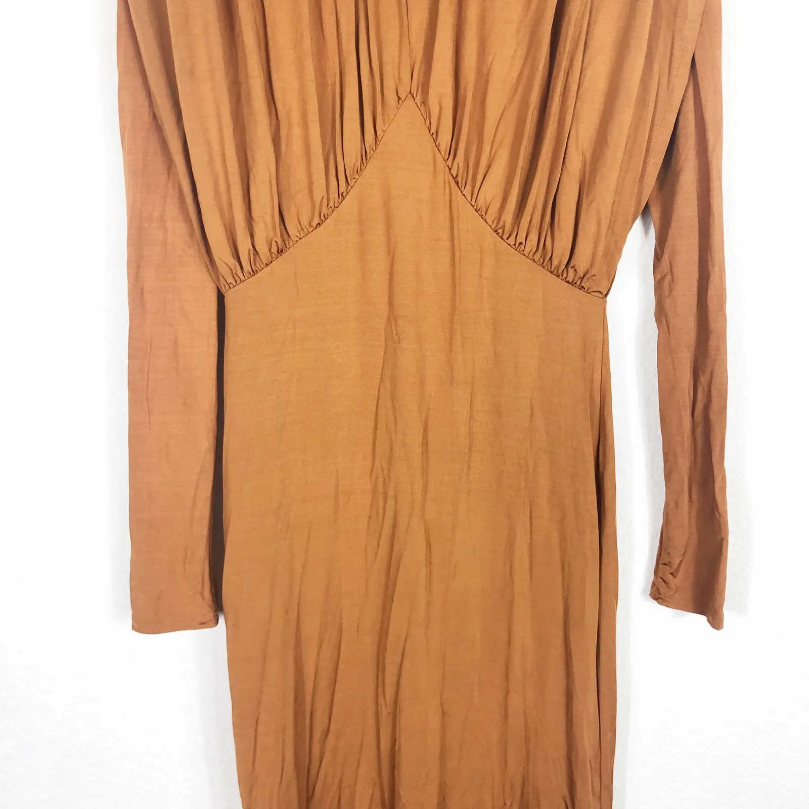 L'ACADEMIE Kemia Maxi Dress Small Brown Jersey Long Sleeve Wedding Revolve Chic - Image 10
