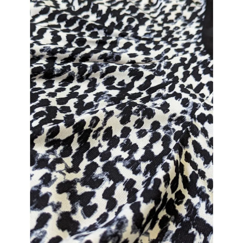 Lauren Ralph Lauren Animal Print Sheath Dress Black White Knee Length Boat Neck Size 12 - Image 4