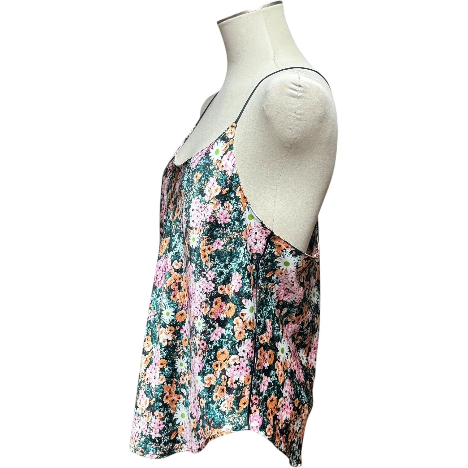 Victoria's Secret Spaghetti Strap Floral Print Cami Pink Green Orange Large - Image 2
