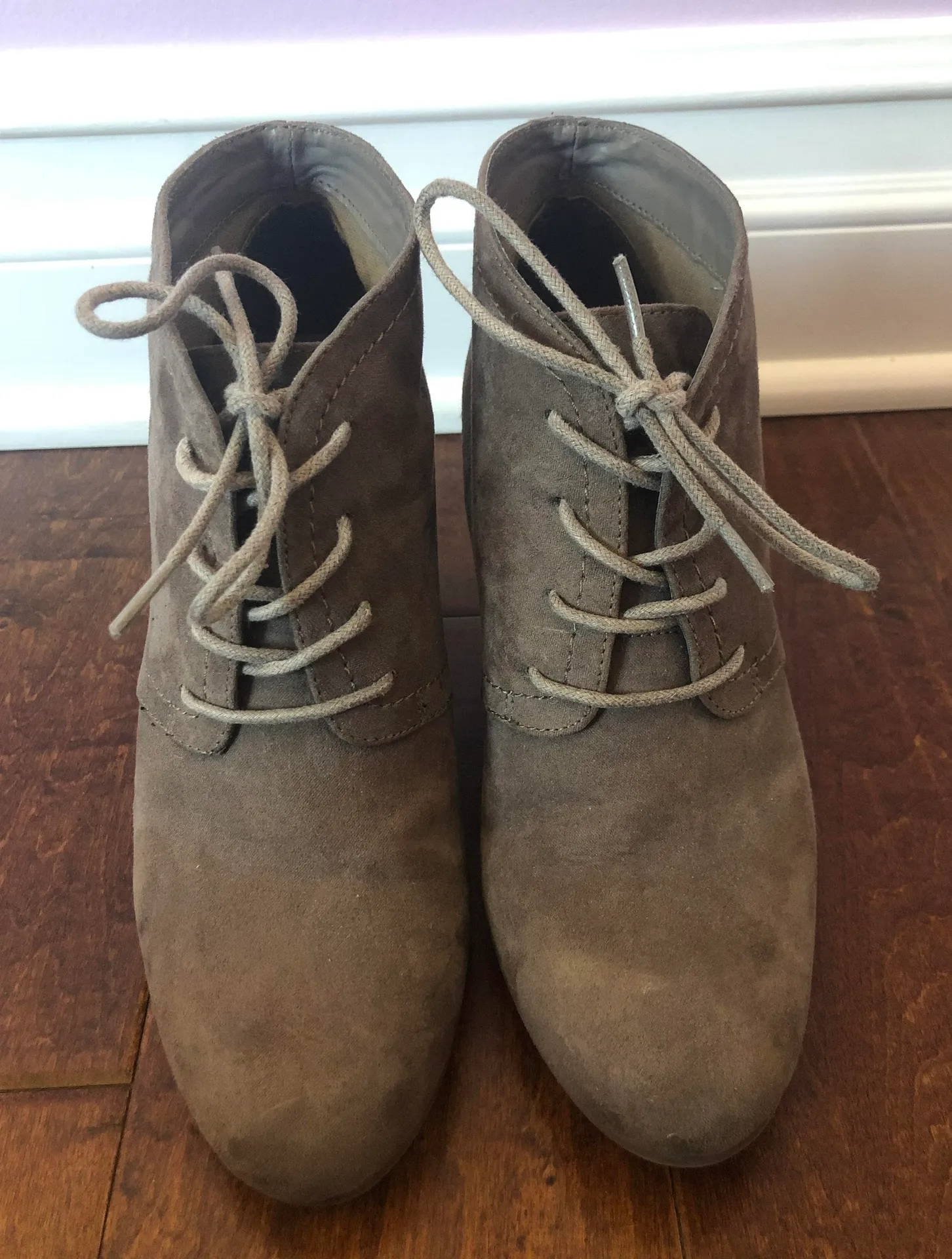 Suede Lace Up Booties - Image 4