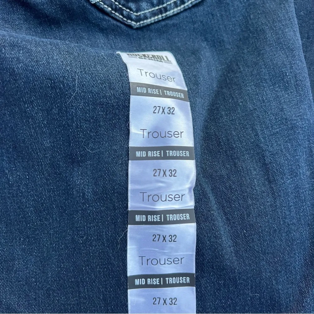 Rock & Roll Cowgirl Trouser Stretch Mid Rise Dark Blue Women Jeans 27x32 NEW - Image 4