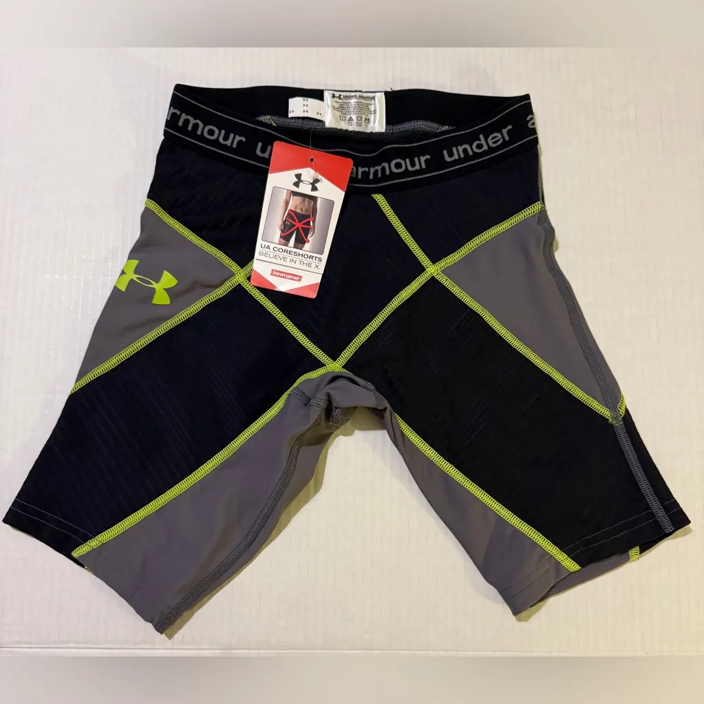 Under Armour Women’s Support Coreshorts Black/Grey/Lime Green -S/M - Image 2