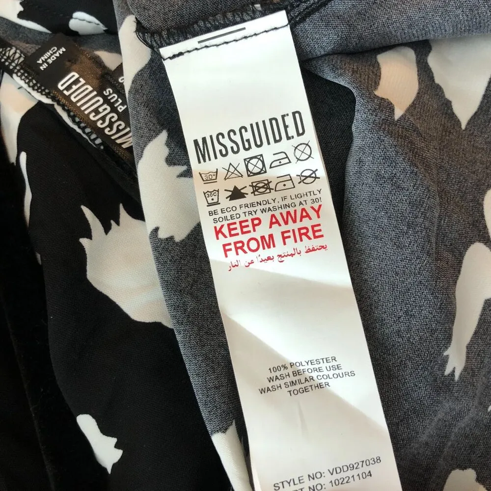 Missguided Plus Size Black & White Dalmatian Print Dress Square Neck Midi US 18 - Image 4