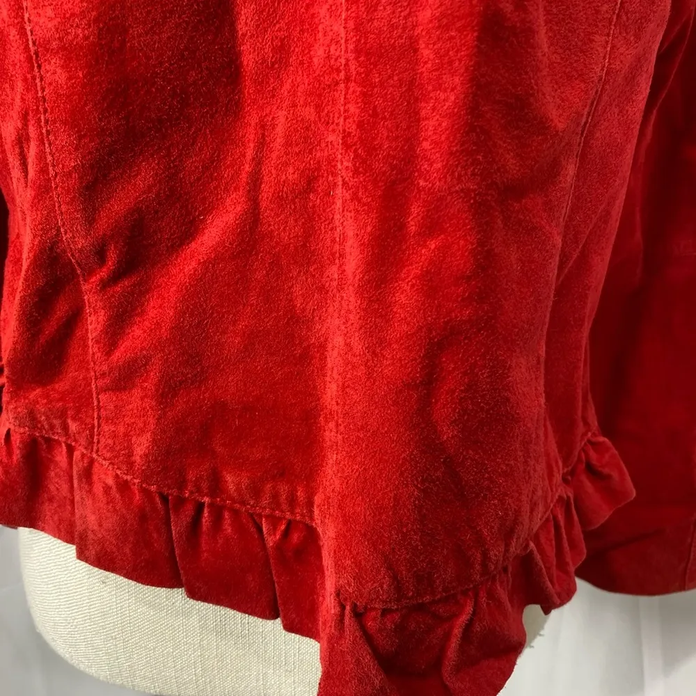 Christopher & Banks Vintage  red suede leather jacket large - Image 8