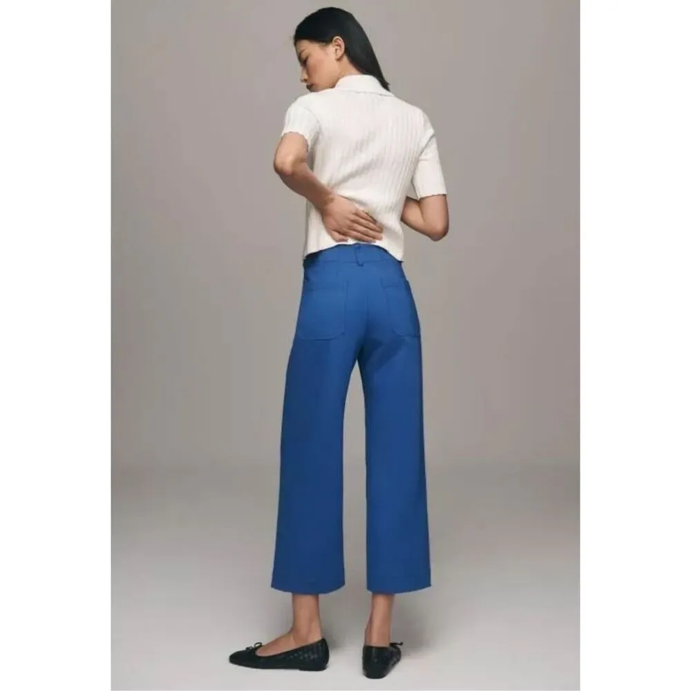 Maeve By Anthropologie Womens The Collette Wide Leg Floral Crop Pants Blue Sz 24 - Image 4