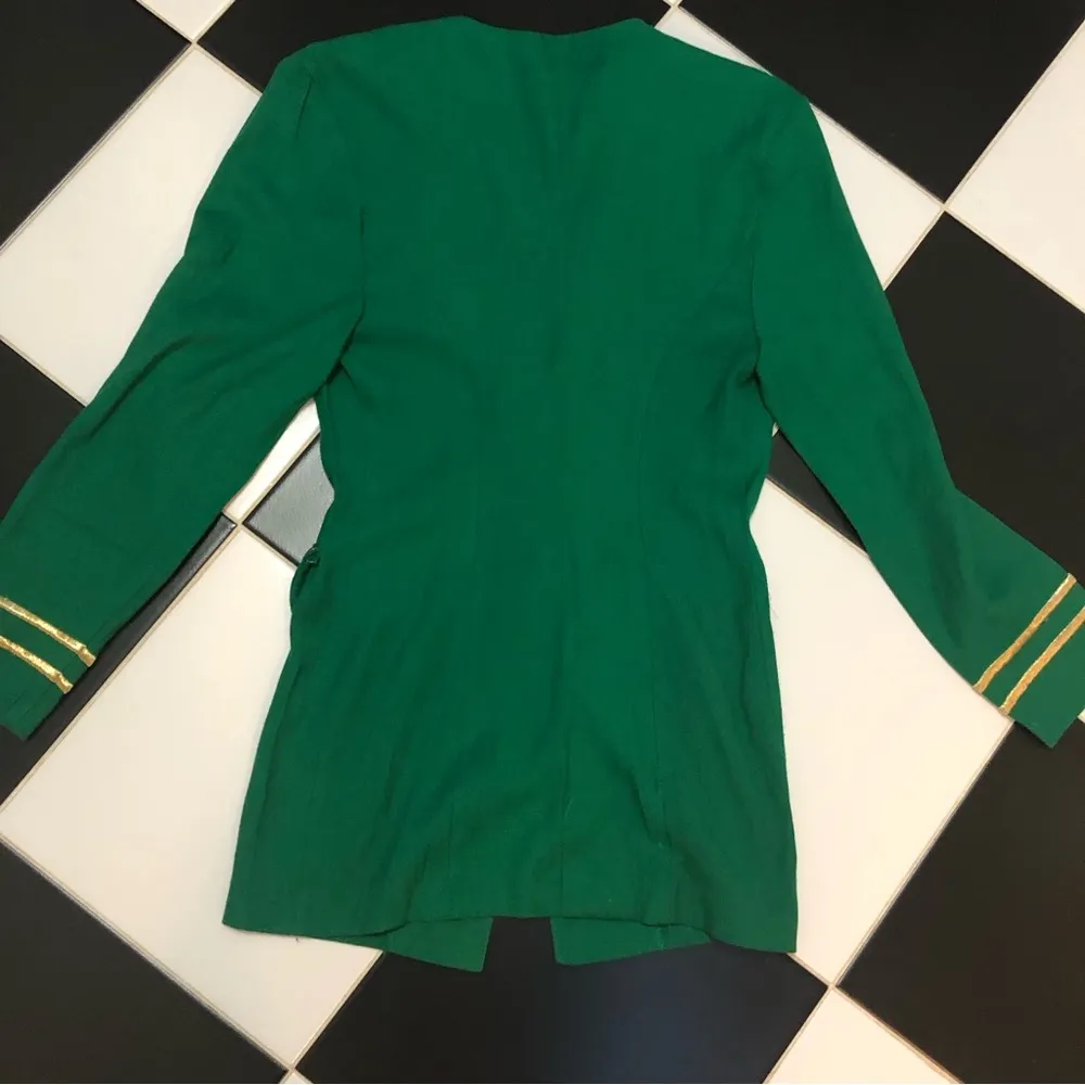 Vintage 80s Bachio Embroidered Stars Long Blazer Jacket Ringleader Leprechaun M Green Size M - Image 8