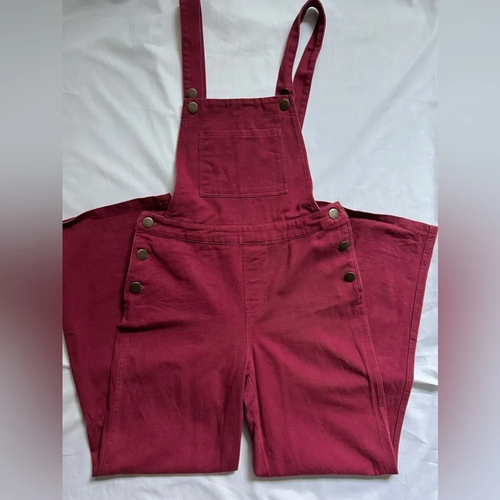 Forever 21 Women’s Wide Leg Overall, Color Red Burgundy Size Medium - Image 6