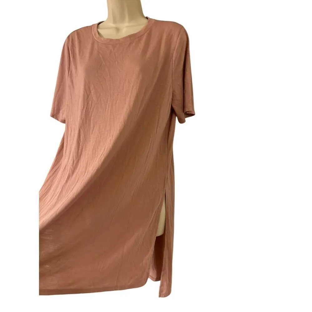 Forever 21+ Plus Size 0X Womens Knit Short Sleeve Tunic Top Mauve - Image 2