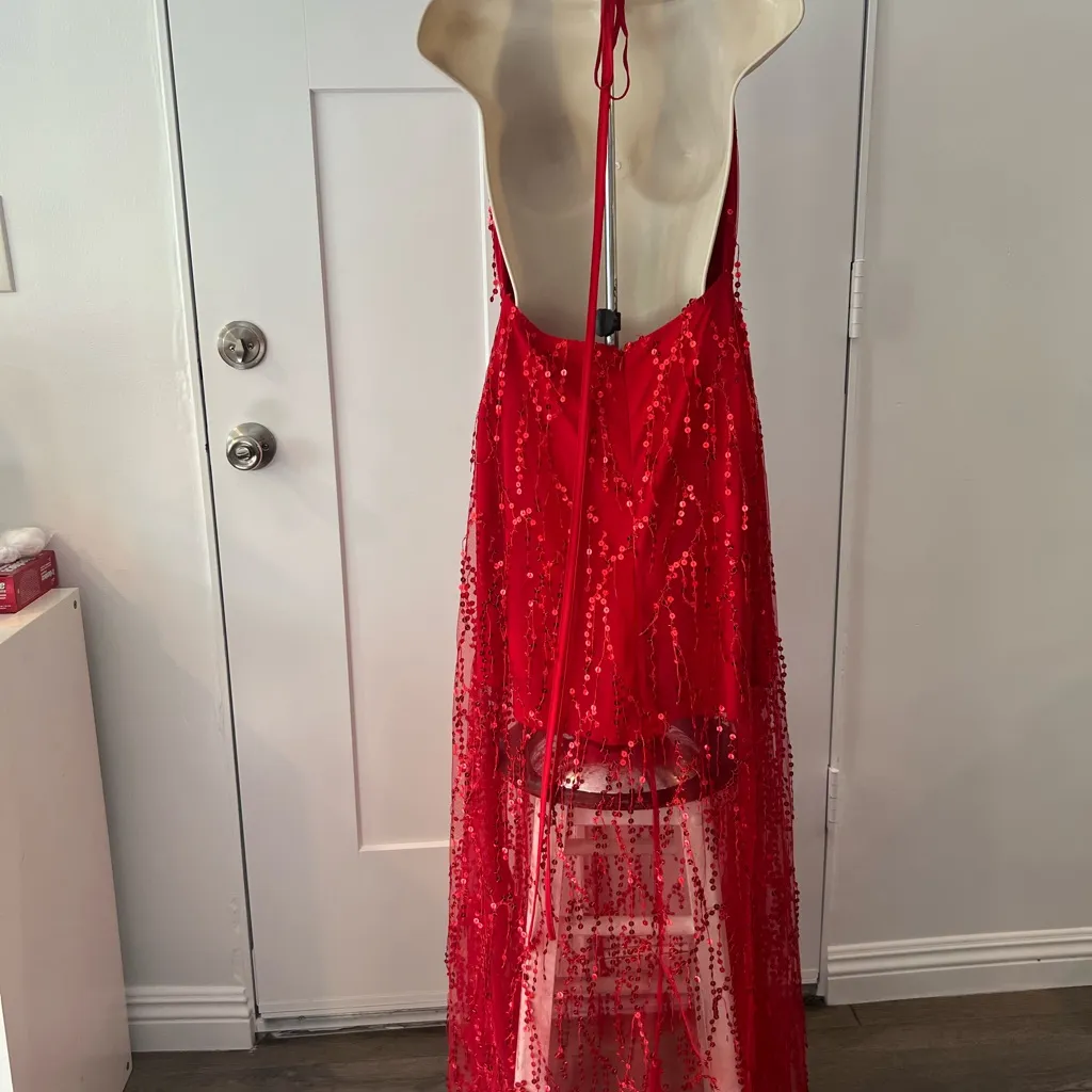 Hello Molly Red Backless Sequin Dress - Image 7
