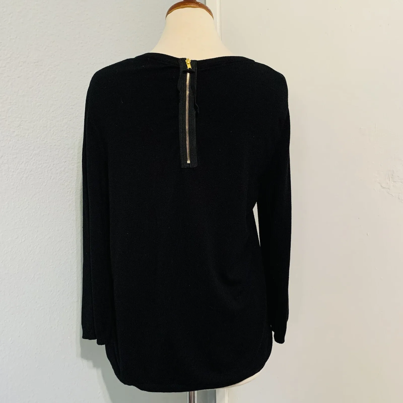 Philosophy Republic Clothing Black Long Sleeve Crew Neck Zip Back Sweater Top L Size L - Image 5