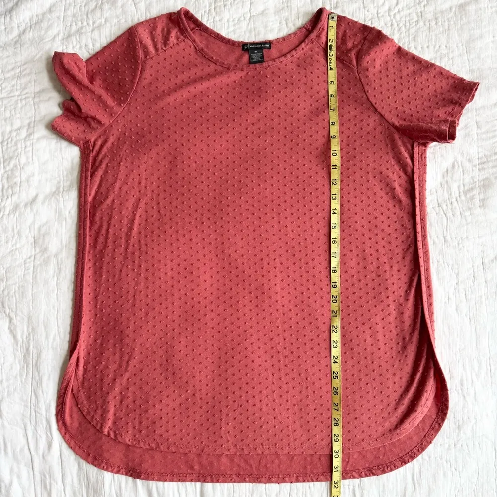 Adrianna Papell Red Sand Swiss Dot Tunic Loose Short Sleeve Round Neck Size XL - Image 11