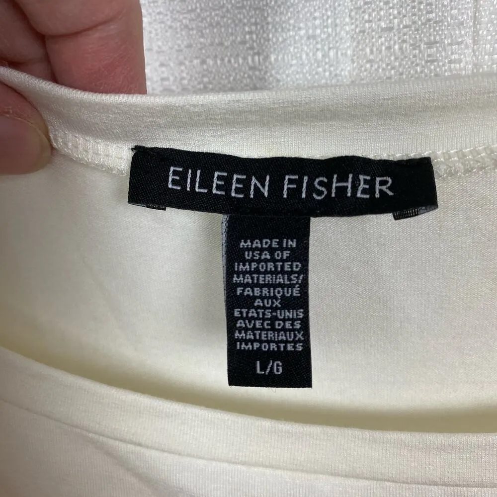 Eileen Fisher Cream Tencel Short Sleeve T-Shirt Dress Sz.L - Image 7
