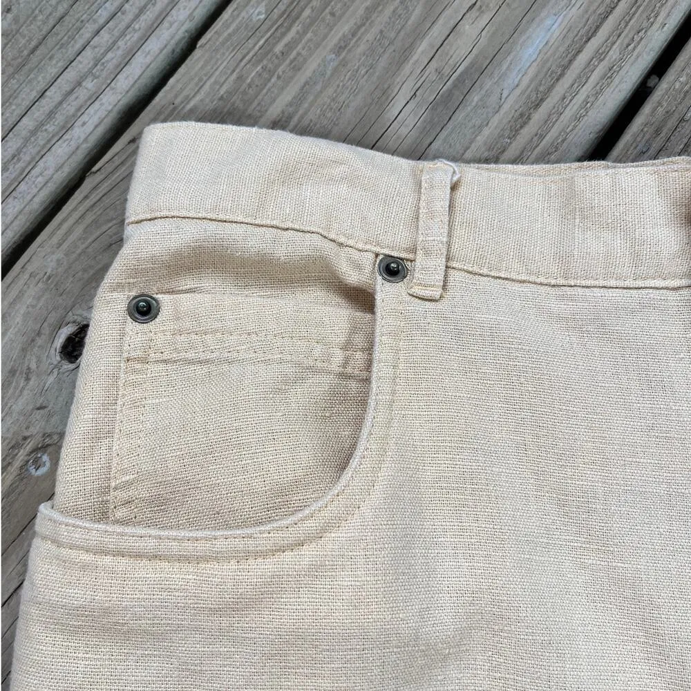 Westbound Casual Women's Vintage Butter Yellow Linen Blend Pants Size 14 - Image 5