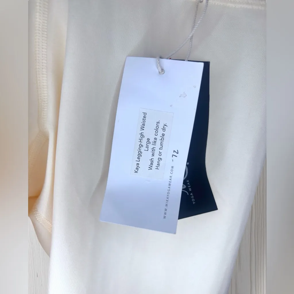 NWT MIKA Women’s High Waisted Eggshell White Kaya Leggings Size L - Image 5