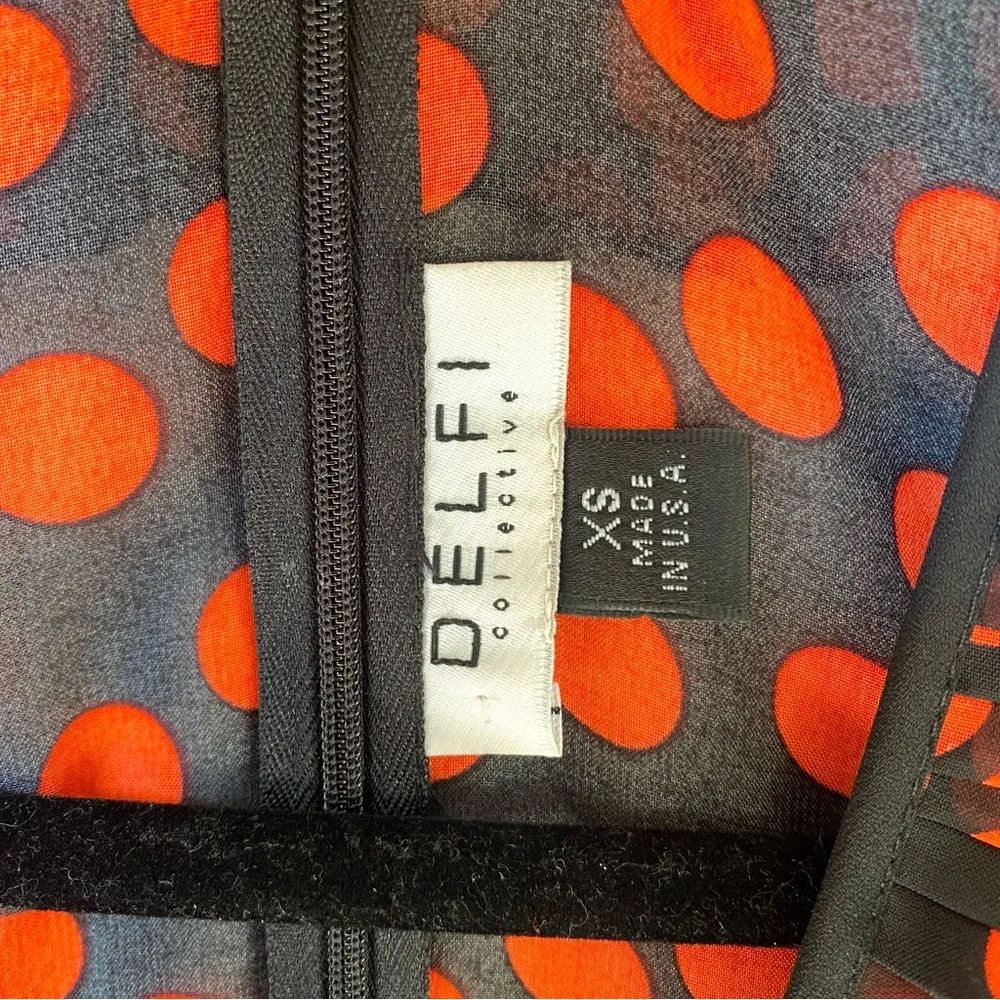 DELFI Collective KIKI lace up ruffled long sleeve ruffle Polk dot minidress XS Red - Image 10