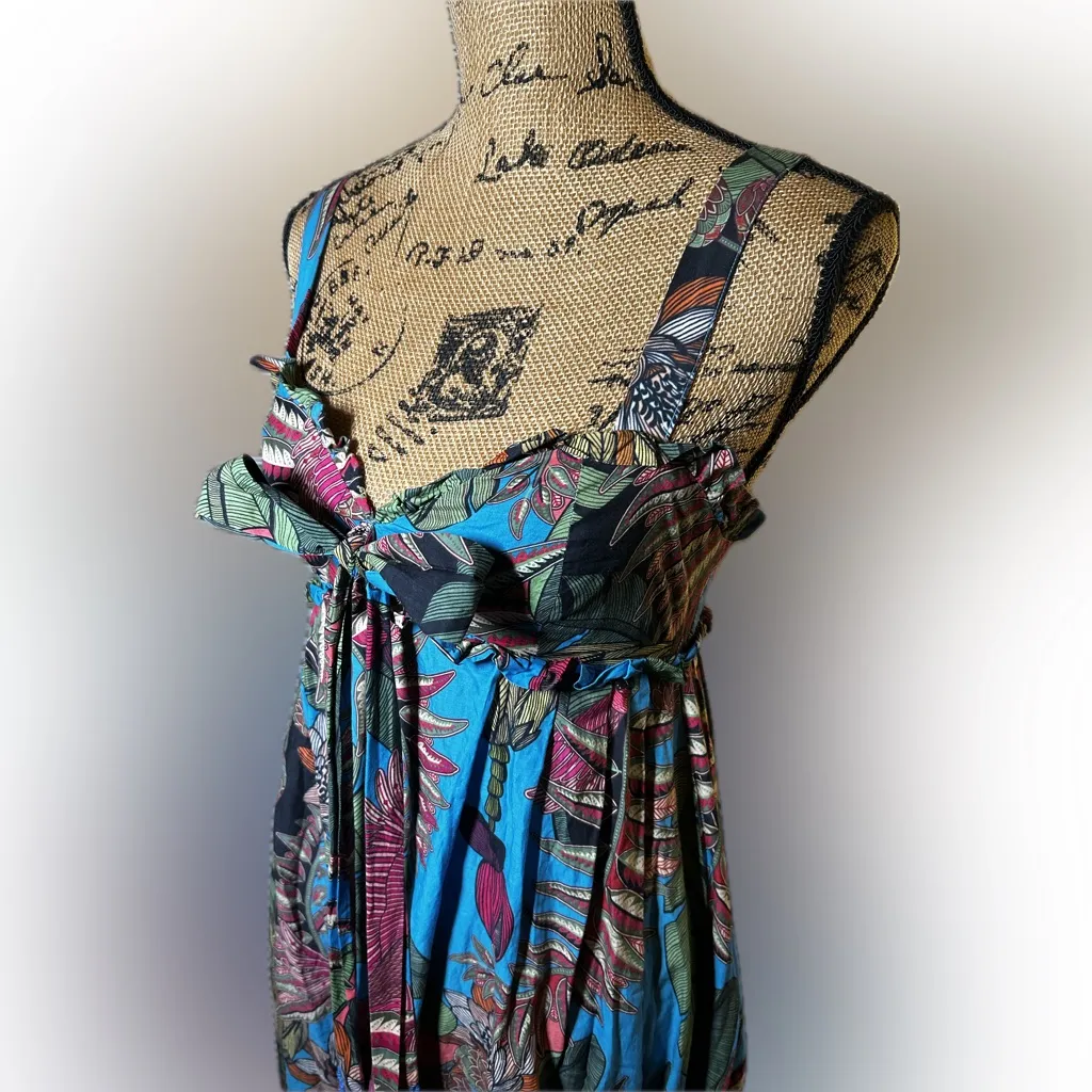 NWOT Farm Rio Anthropologie Tuiuiu Tropical Coastal BabydollFloral Maxi Dress XS - Image 6