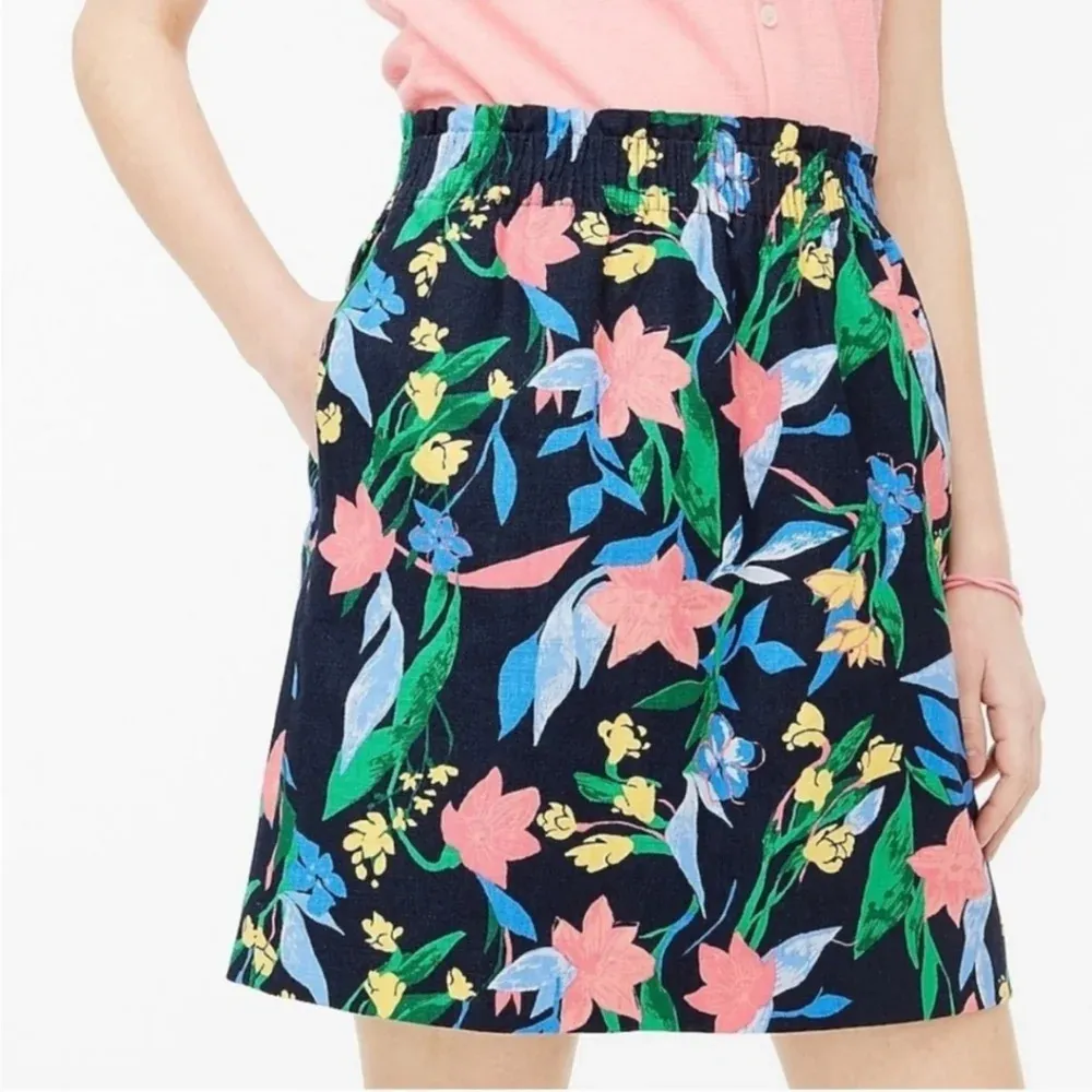 J. Crew Printed Linen Cotton Skirt Size 8 - Image 4