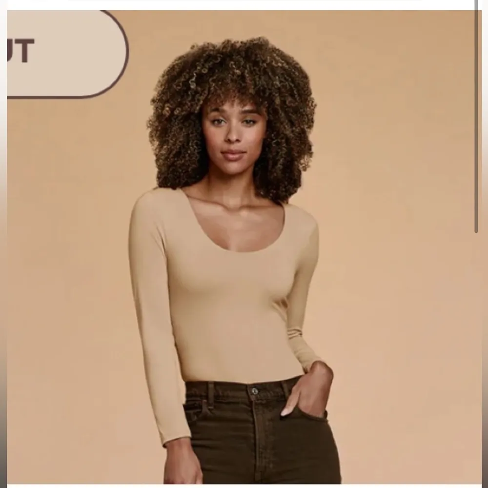 Nuuds Scoop Neck Bodysuit Sz XL 340 Tan - Image 2