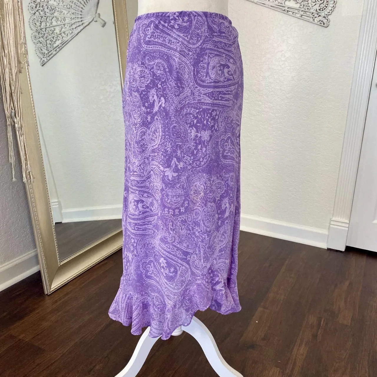 Early 2000's Whimsygoth Fairy Purple Mesh Asymmetric Midi Maxi Skirt 8 / M Size M - Image 2