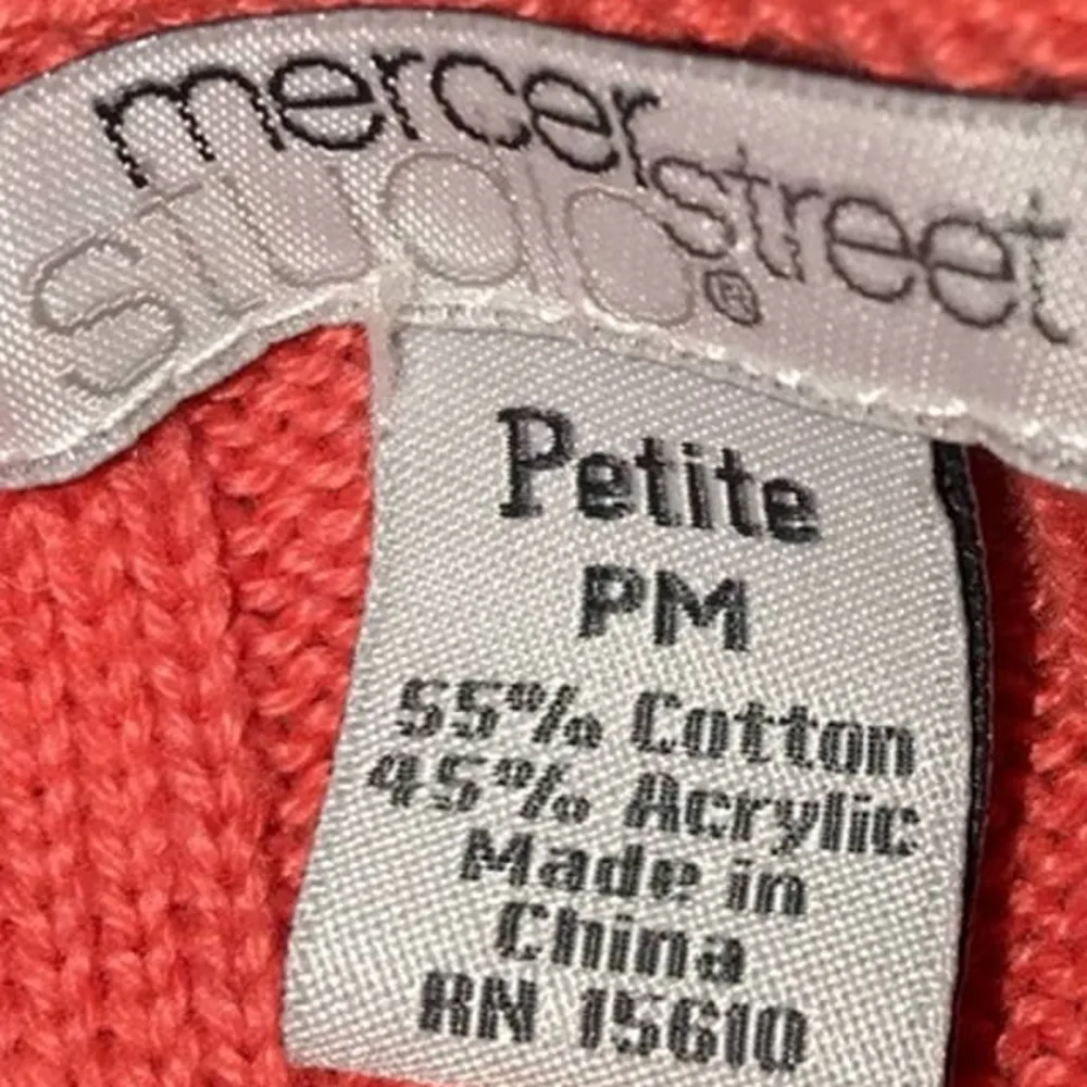 MERCER STREET STUDIO CORAL RIBBED STRETCH 3/4 SLEEVE TOP SIZE PETITE MEDIUM - Image 3