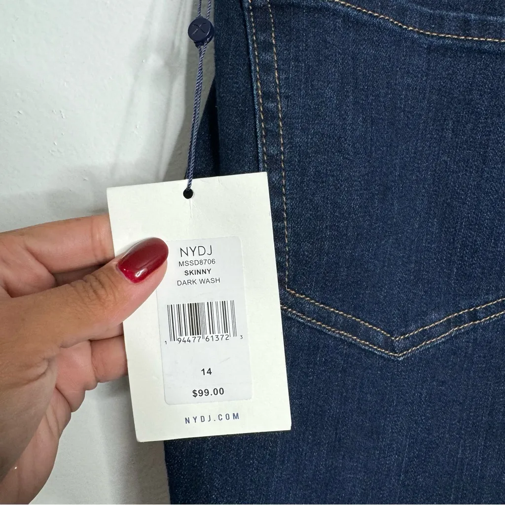 NYDJ Skinny Dark Wash Jeans Lift Tuck Technology Tummy‎ Reducer Size 14 - Image 7