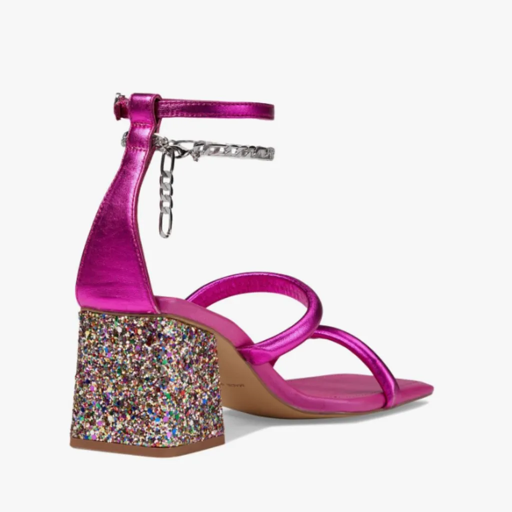 NEW Free People  Parker Chain Heel Color:Magenta Metallic Magenta Pink - Image 5