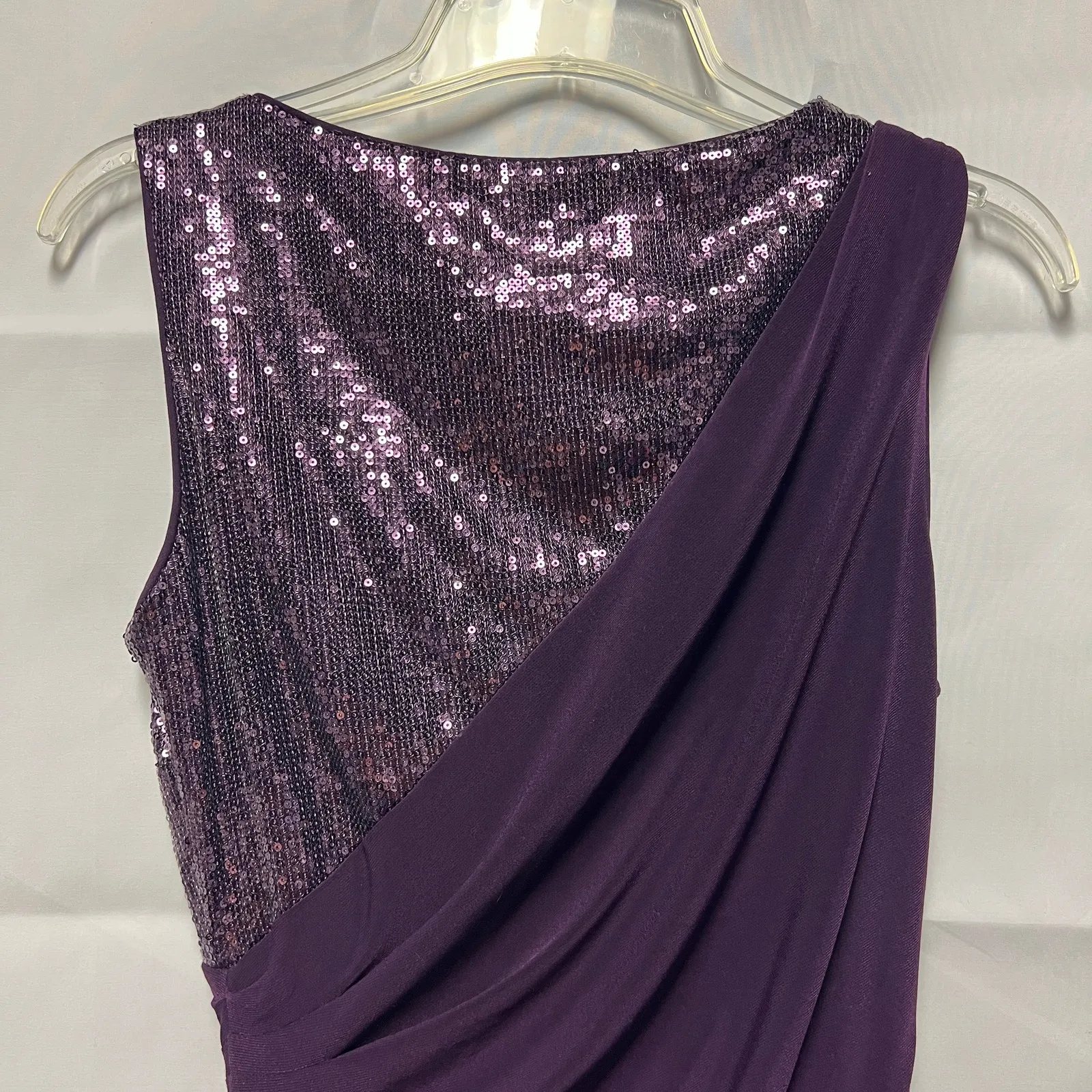 R&M Richards Sequin Sleeveless Purple Maxi Dress Size 6 Party Cocktail - Image 7