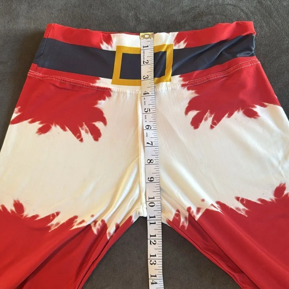 Women’s Red & White Holiday Ankle Length Fun Christmas Leggings Size M (8/10)NEW Size M - Image 4