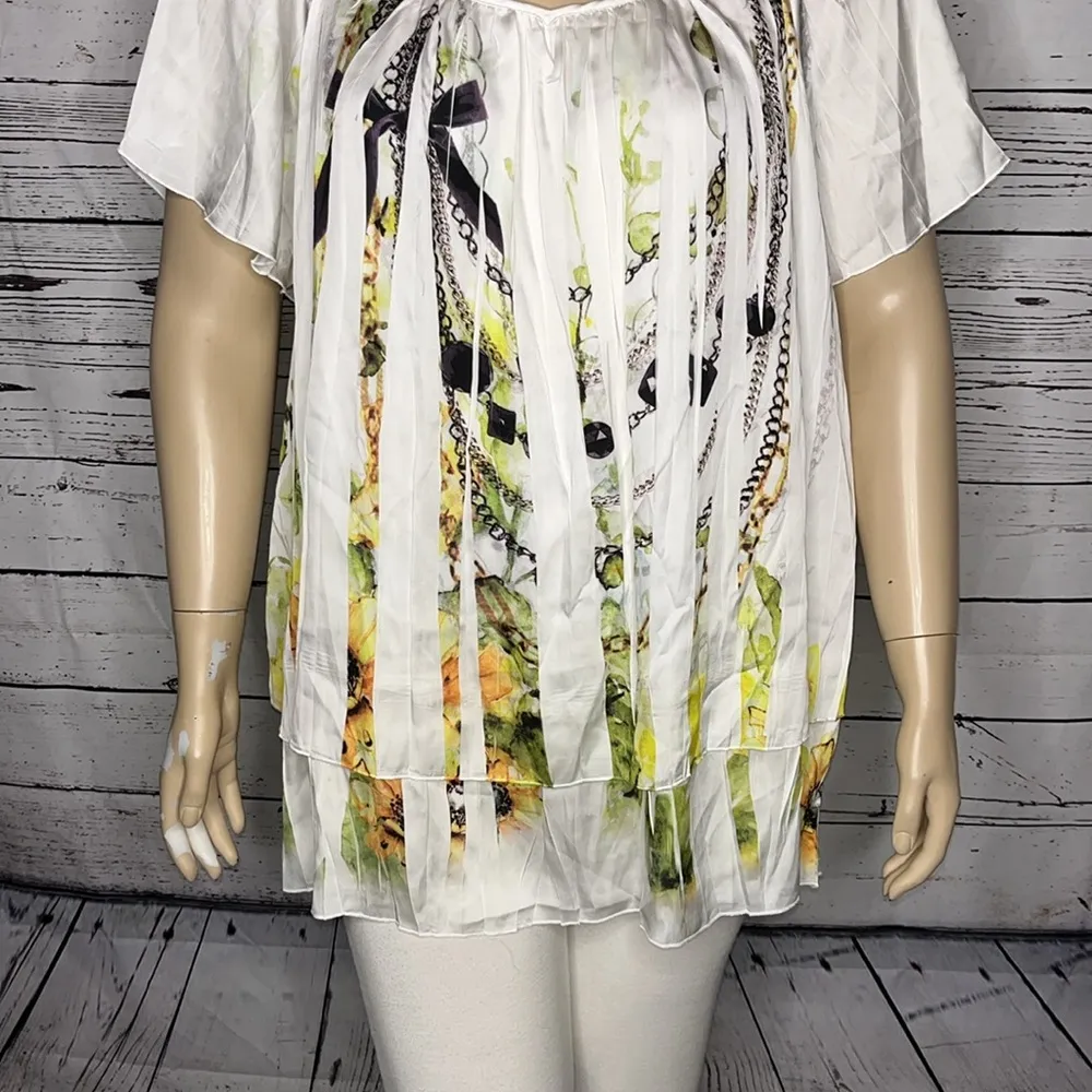 Cato Woman NWT Sz 26/28W Abstract Floral - Necklace Print Sublimation Blouse Top - Image 3