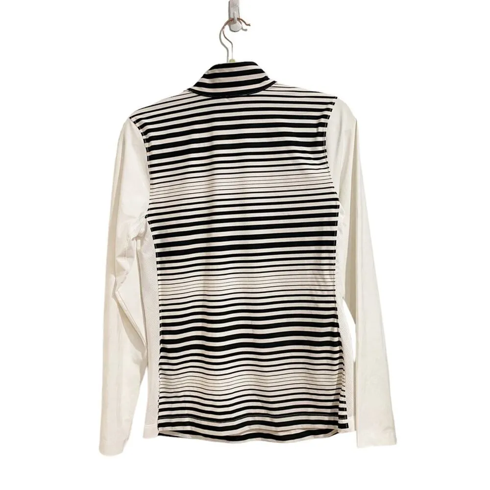 Lady Hagen Black White Striped 3/4 ZIP Golf Pullover Sz S - Image 8