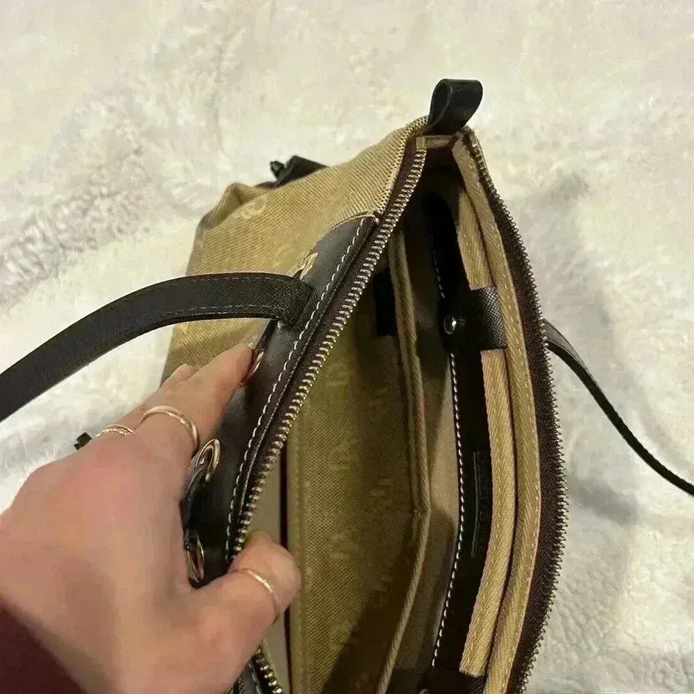 Dooney and Bourke‎ Signature Canvas Leather Purse Vintage DB Brown Shoulder Bag - Image 8