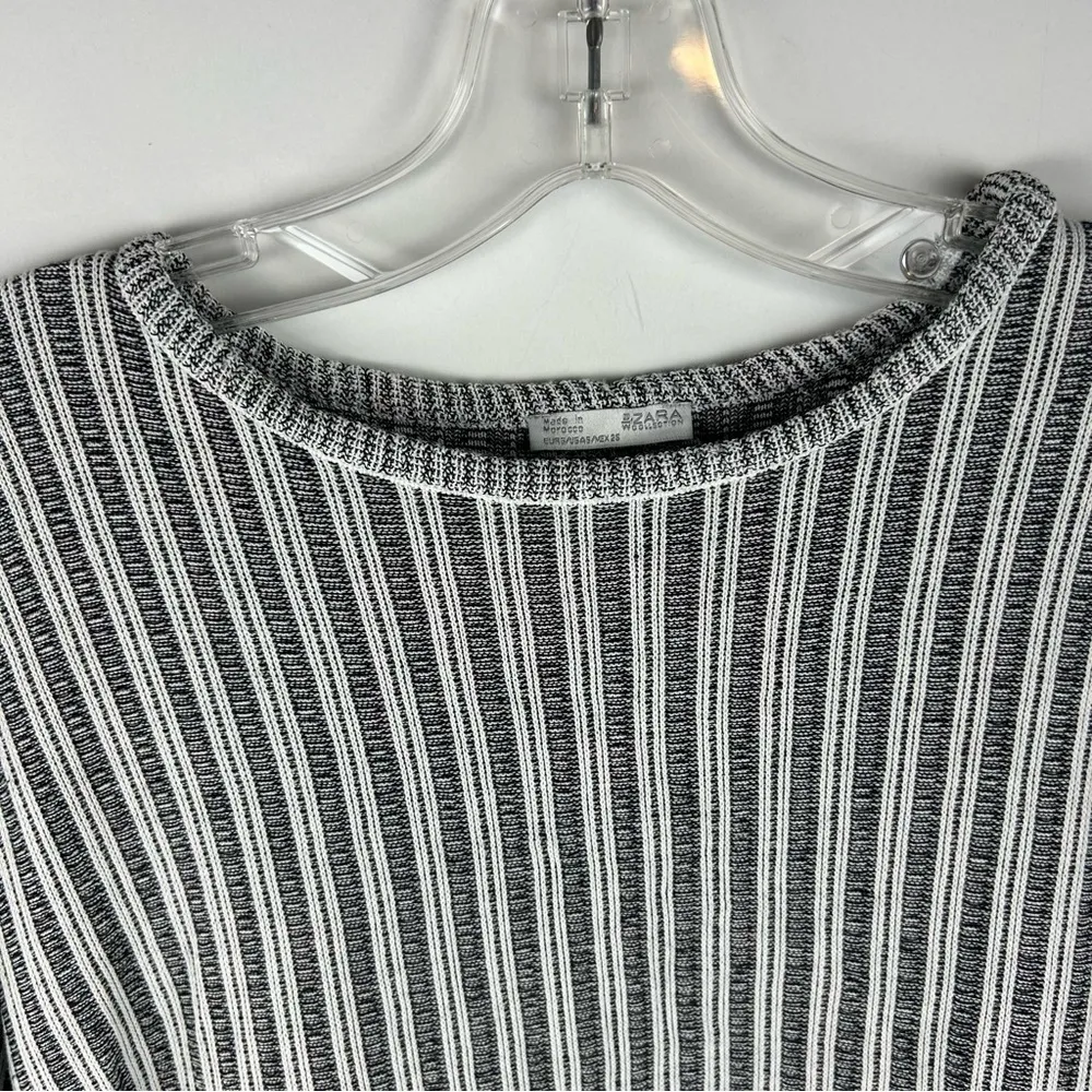 Women's Striped Long Sleeve Top Black and white Size S - Image 6
