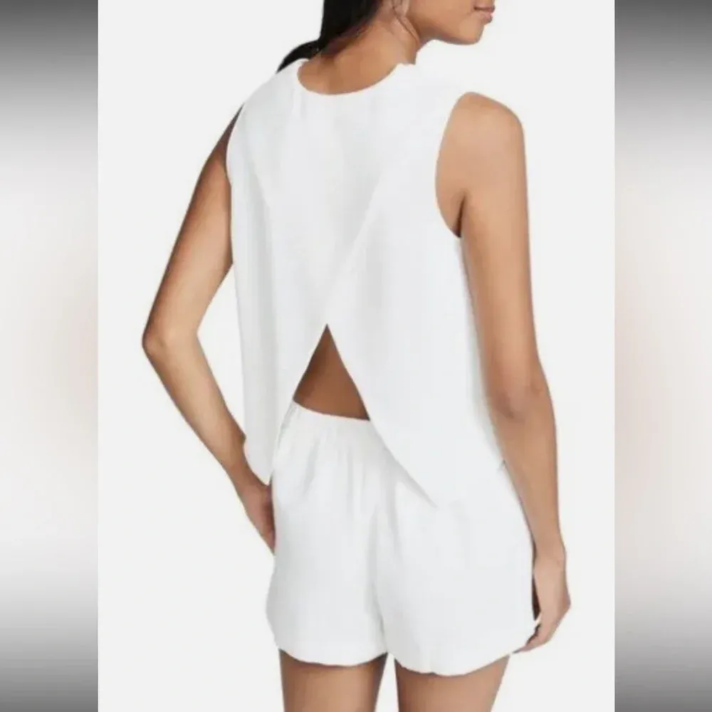 Club Monaco Coquette Women's White Sleeveless Cut Out Romper With Pockets - Image 6
