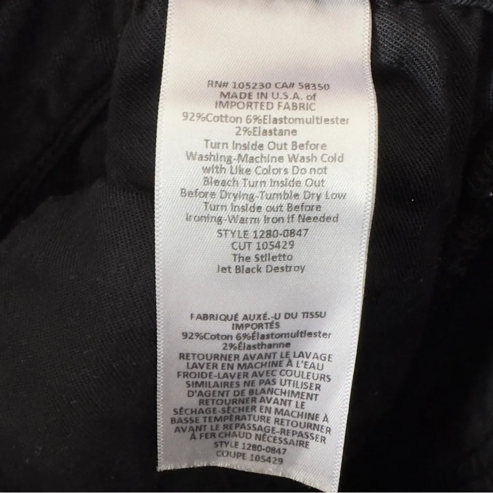 Current/Elliott The Stiletto Jeans in Jet Black Destroy Skinny Distressed crop - Image 13