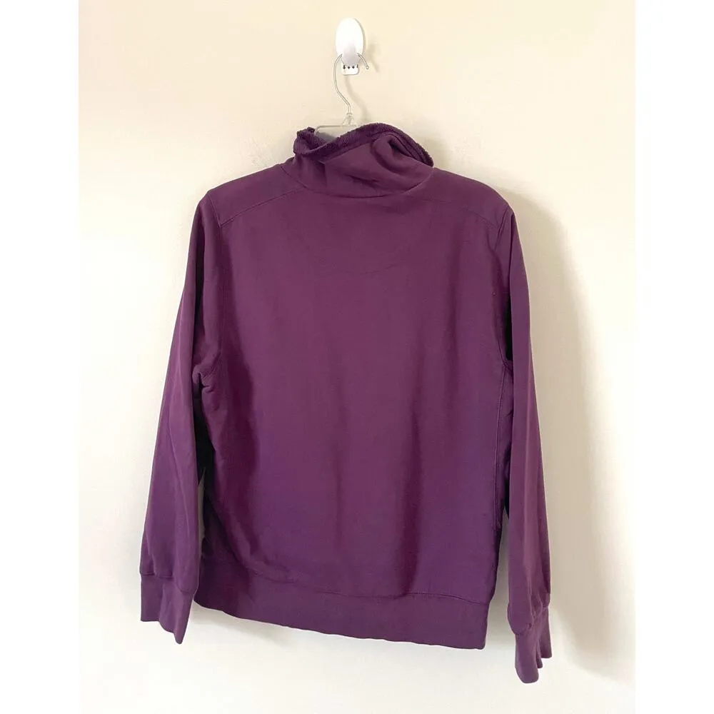 L.L. Bean Sherpa Lined Full Zip Hoodie Sweatshirt Jacket Purple Size Large - Image 2