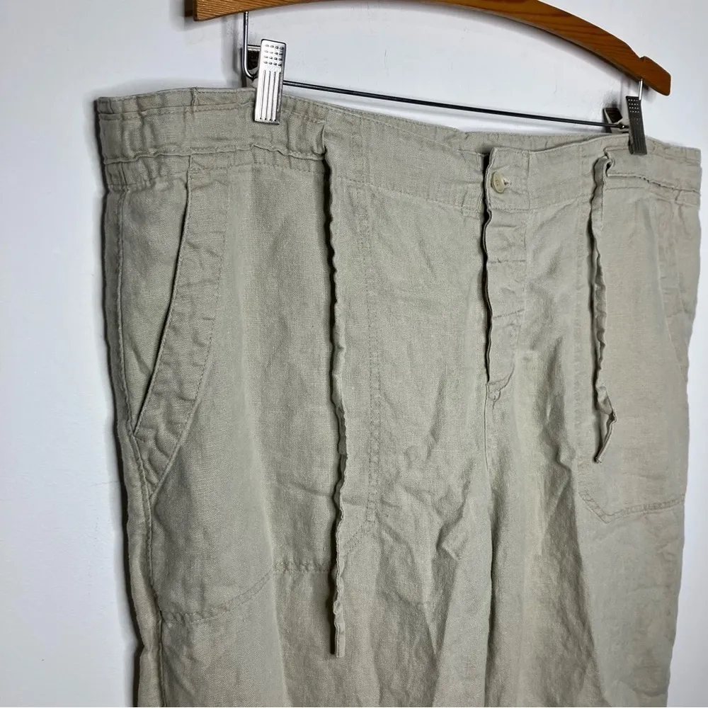 Aqua Toscano 100% linen wide leg‎ pants tan size XL - Image 2
