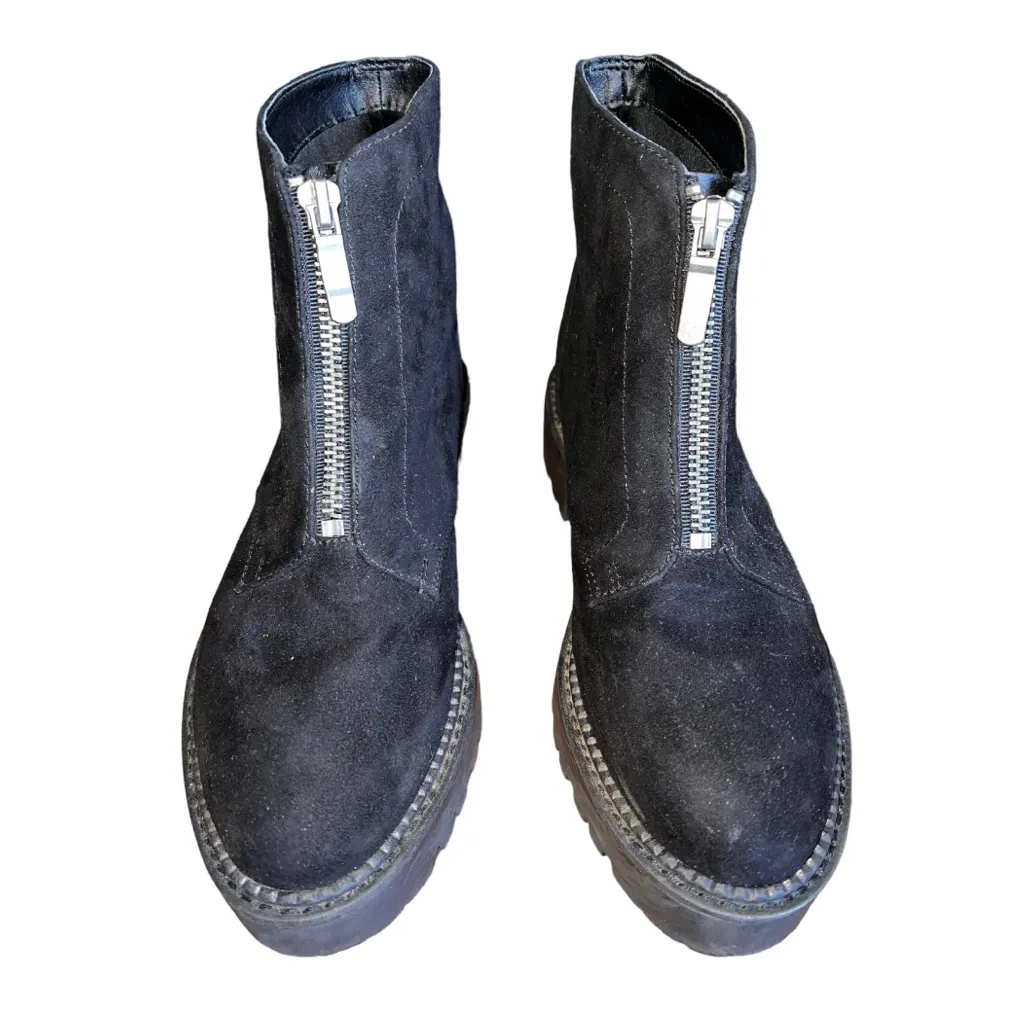 NORDSTROM Rack🦎 Suede Black Boots Waffle Sole Front Zip🌵 - Image 2