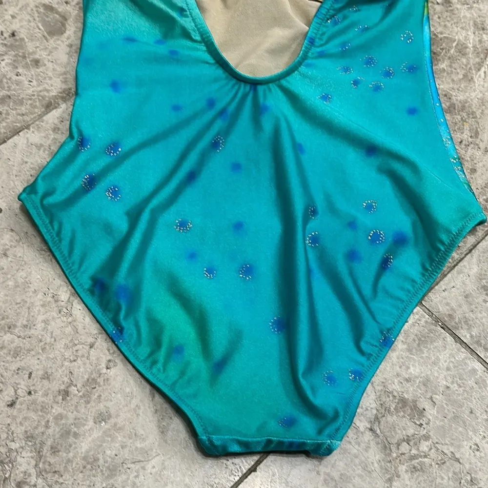 Gottex Gold Label Vintage 80’s Watercolor Surplice One Piece Swimsuit Blue Size 12 - Image 9