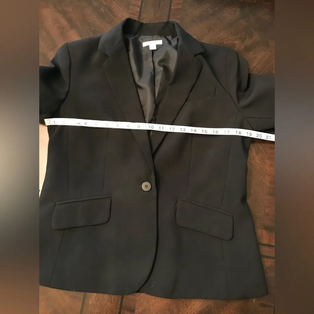 Black One Button Women's Blazer with Notched Collar Sz M Size M - Image 5