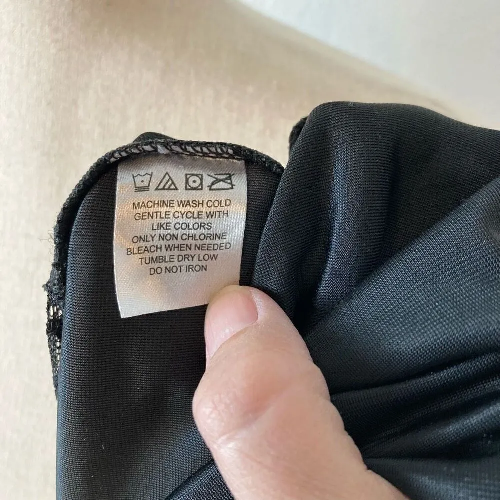 Linea Donatella Y2K Black Lace Velvet Bow Back Babydoll Goth Mini Slip Dress M - Image 9